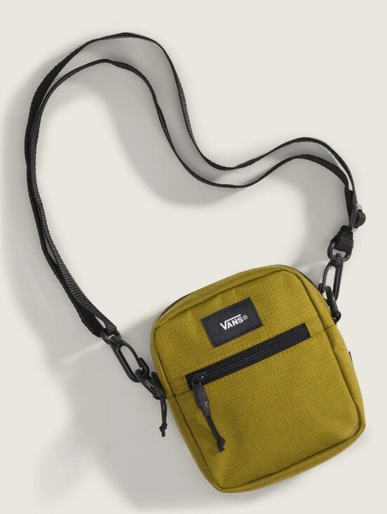 Vans Handbags - NWT Vans Burnt Gold Yellow Green Compact Crossbody Bag with Black Strap